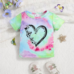 Tie Dye Baby Girl's T shirt Kid's Cartoon Top