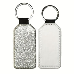10pcs PU Leather Sublimation Keychains Heat Transfer Glitter Keyring