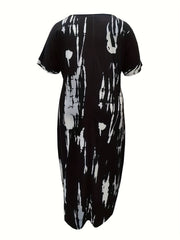 Tie Dye Batwing Sleeve Maxi Dress