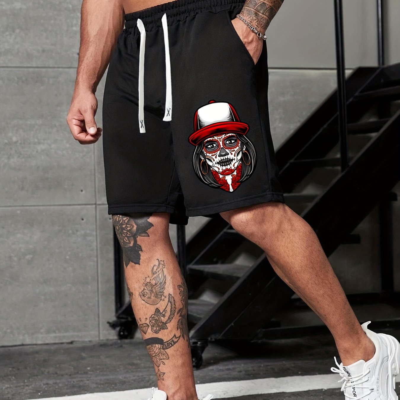 Men's Totem Beauty Graphic Shorts Casual Drawstring Shorts For Summer