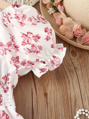 Kid Girls Floral Graphic A line Dress For Party Holiday Kids Summer Clothes