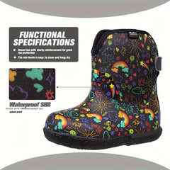 Fleece Rain Boots for Baby Boys Lightweight Waterproof Non Slip Rain Boots