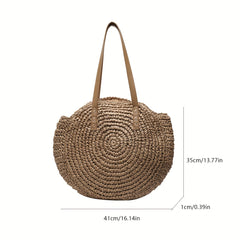 Summer Straw Shoulder Bag Minimalist Woven Storage Handbag