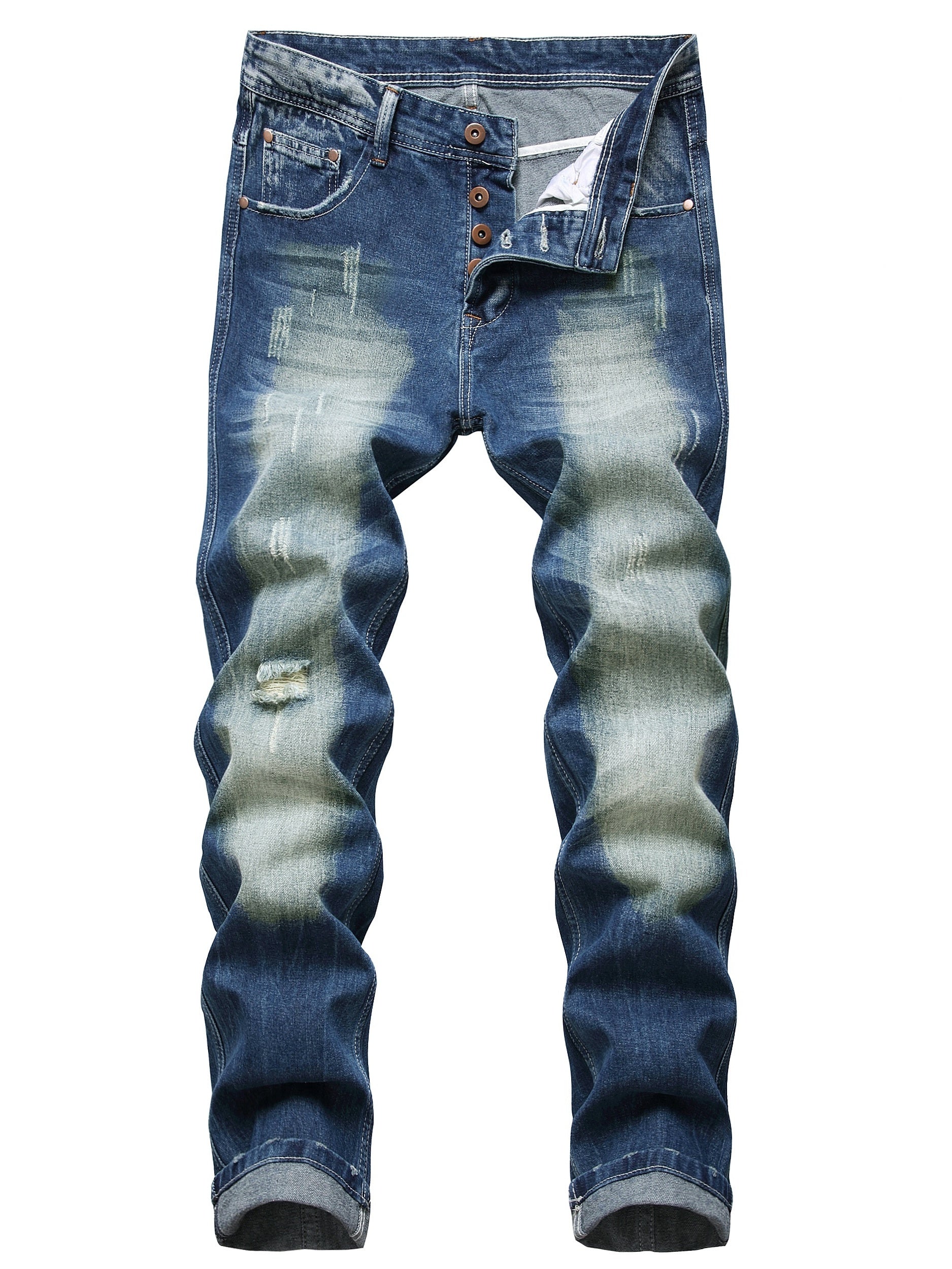 Men's Vintage Ripped Distressed Slim Straight Jeans