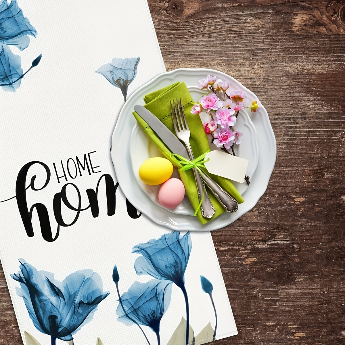 Polyester Table Runner Tulip Flower Decorative Kitchen Dinning Table Flag