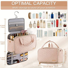 Large Capacity Toiletry Bag Portable Cosmetic Organizer Pink
