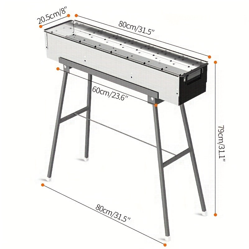 Portable Charcoal Grill 36x20 32 cm Outdoor Barbecue Skewers