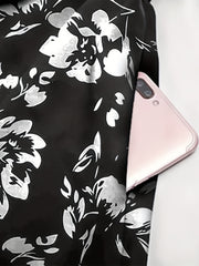 Floral Print Lace Up Skirt High Waist Midi Skirt Spring Summer