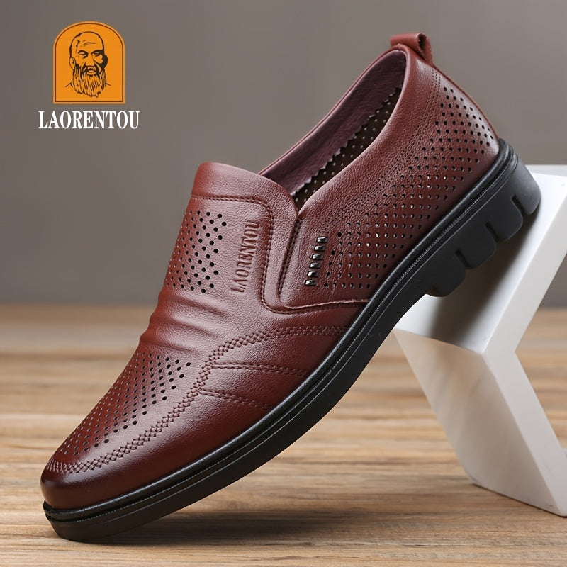 LAORENTOU Men's Leather Oxford Shoes Lightweight Slip On Dress Shoes