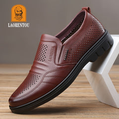 LAORENTOU Men's Leather Oxford Shoes Lightweight Slip On Dress Shoes