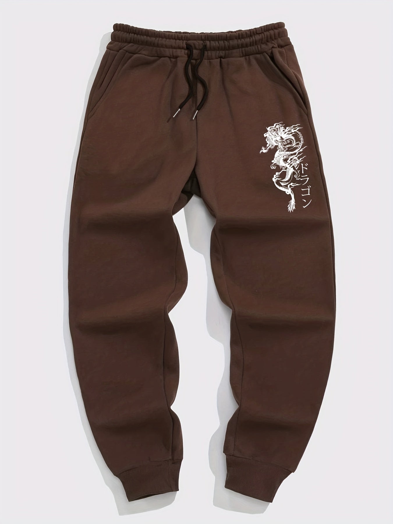 Dragon Pattern Joggers Men's Casual Loose Fit Pants