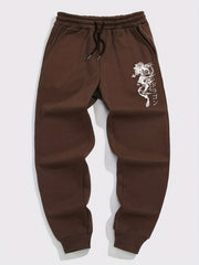 Dragon Pattern Joggers Men's Casual Loose Fit Pants