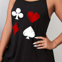 Women's Plus Poker Suits Print Cami Top