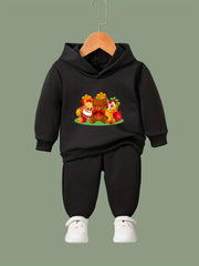 OERYUI Christmas Bear Print 2pcs Girls Hoodies Jogger Pants Set