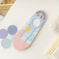 Girls Flower Silk Boat Socks Breathable Comfy Invisible Socks for Summer Kids