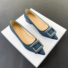Women's Rhinestone Buckle Slip On Block Heel Glitter Shoes
