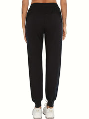 Women's Plus Striped Side Tie Waist Fitness Trousers
