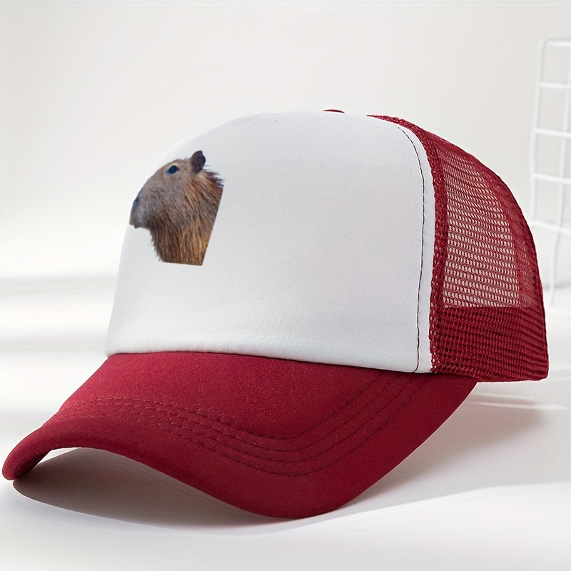 Capybara Print Baseball Cap Mesh Trucker Hat Sunscreen Dad Hat