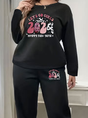 Cowboy Hat Print Fleece Top & Joggers Pajamas 2 Piece Set