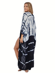 Tie Dye Plus Size Boho Cover Up Dress with Belt