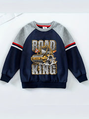 Kid's Cartoon Pattern Sweatshirt Raglan Pullover Crew Neck Long Sleeve Top