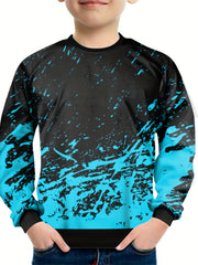3D Block Ice Elements Print Sweatshirt Teens Kids Casual Street Wear