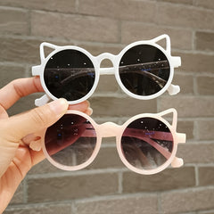 Cat Ear Sunglasses UV Protection Round Frame for Girls