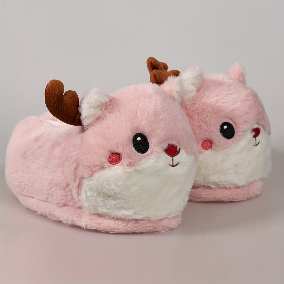 Cartoon Elk Soft Plush House Slippers for Men