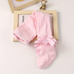 Girls Lace Pantyhose with Bow Decoration