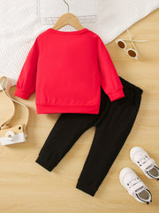 Baby Boys Casual Outfit DADDY'S BOY Print Sweatshirt Ripped Trousers