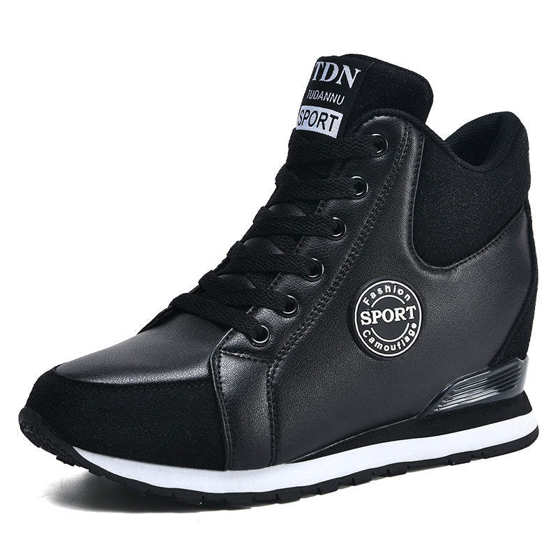Women's High Top Sneakers Lace Up Shoes Height Increasing