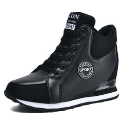 Women's High Top Sneakers Lace Up Shoes Height Increasing