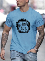 Men's Burnt Out Letter Print T-shirt for Summer