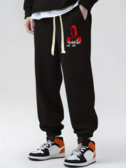 Gangster Print Drawstring Sweatpants Loose Fit Pants Men's Casual Joggers