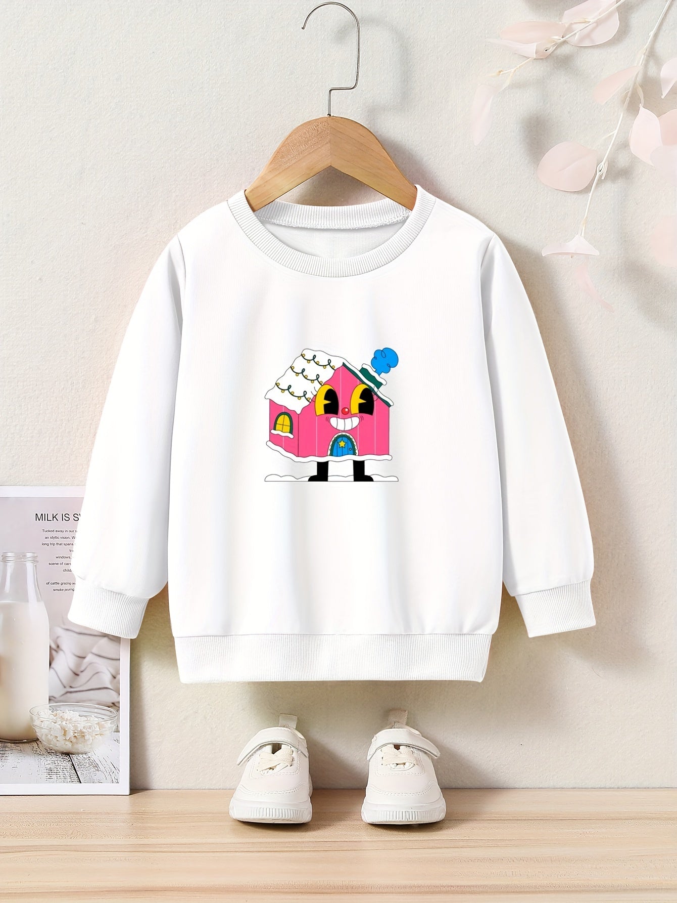 Cartoon Houseman Graphic Sweatshirt Kids Christmas Gift