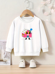 Cartoon Houseman Graphic Sweatshirt Kids Christmas Gift