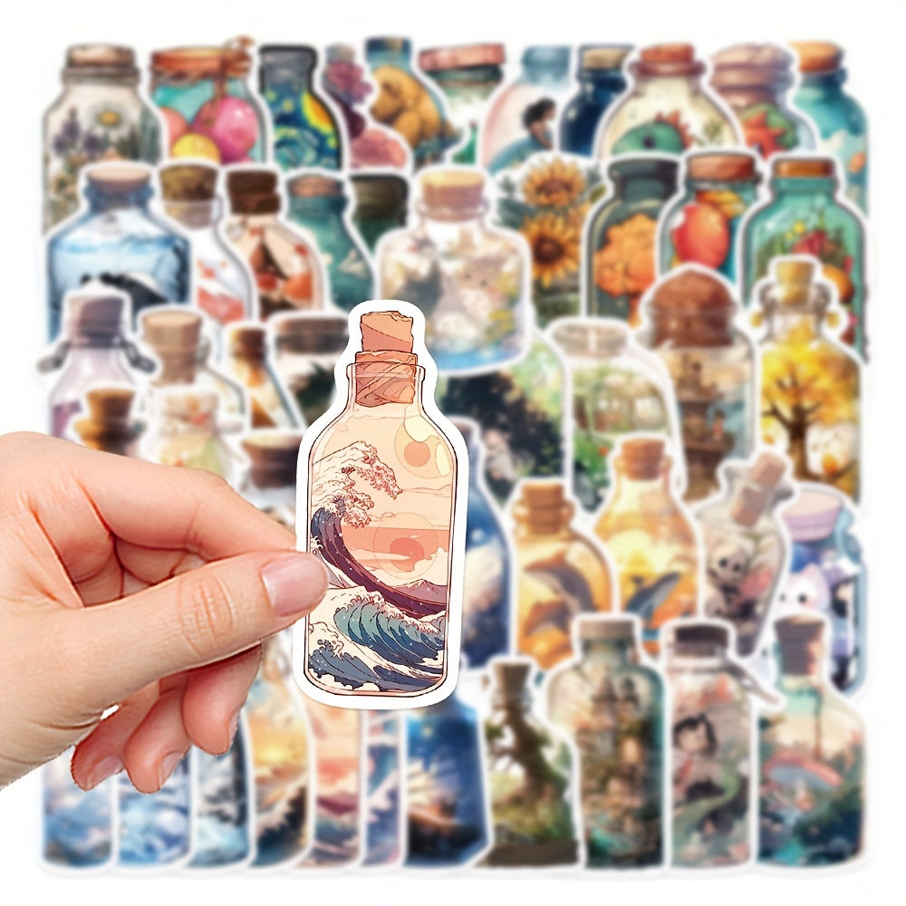 50pcs Healing Bottle World Graffiti Stickers for DIY Decoration Waterproof