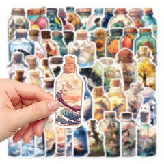50pcs Healing Bottle World Graffiti Stickers for DIY Decoration Waterproof