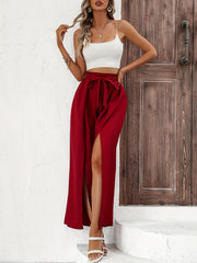 Split Wide Leg Pants High Waist Casual Pants Women's Clothing