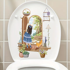 Home Decor Wall Sticker Toilet Lid Sticker Waterproof PVC Removable Sticker
