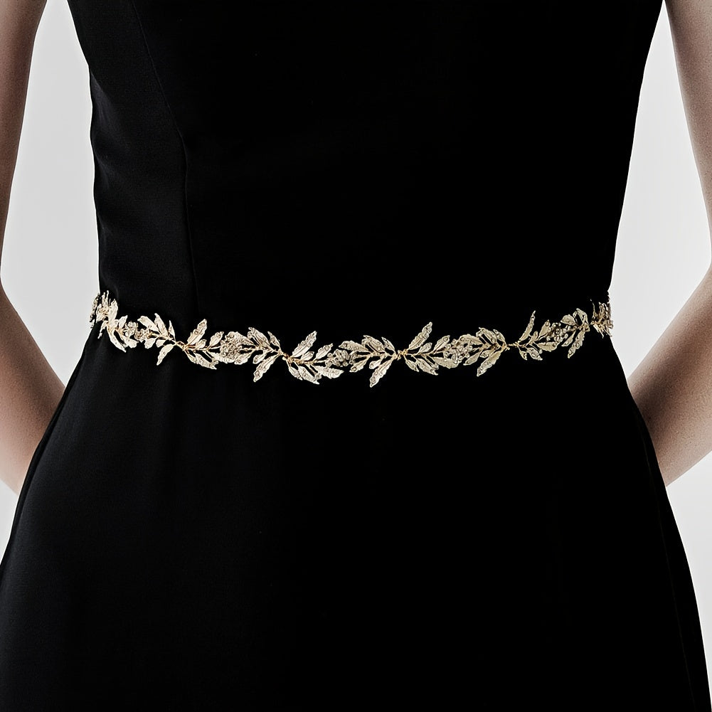 Metal Leaf Belt Bridal Belt Wedding Dress Waist Chain Sash Handcrafted