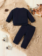 Newborn Baby Girls Letter Sweatshirt & Sweatpants Set For Autumn And Spring
