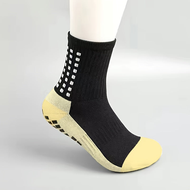 Men's Grip Soccer Socks And Shin Guard Set Non Slip Calf Sleeves