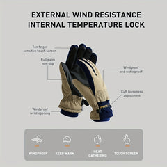 Men's Skiing Gloves Winter Windproof Touch Screen Warm Keeping