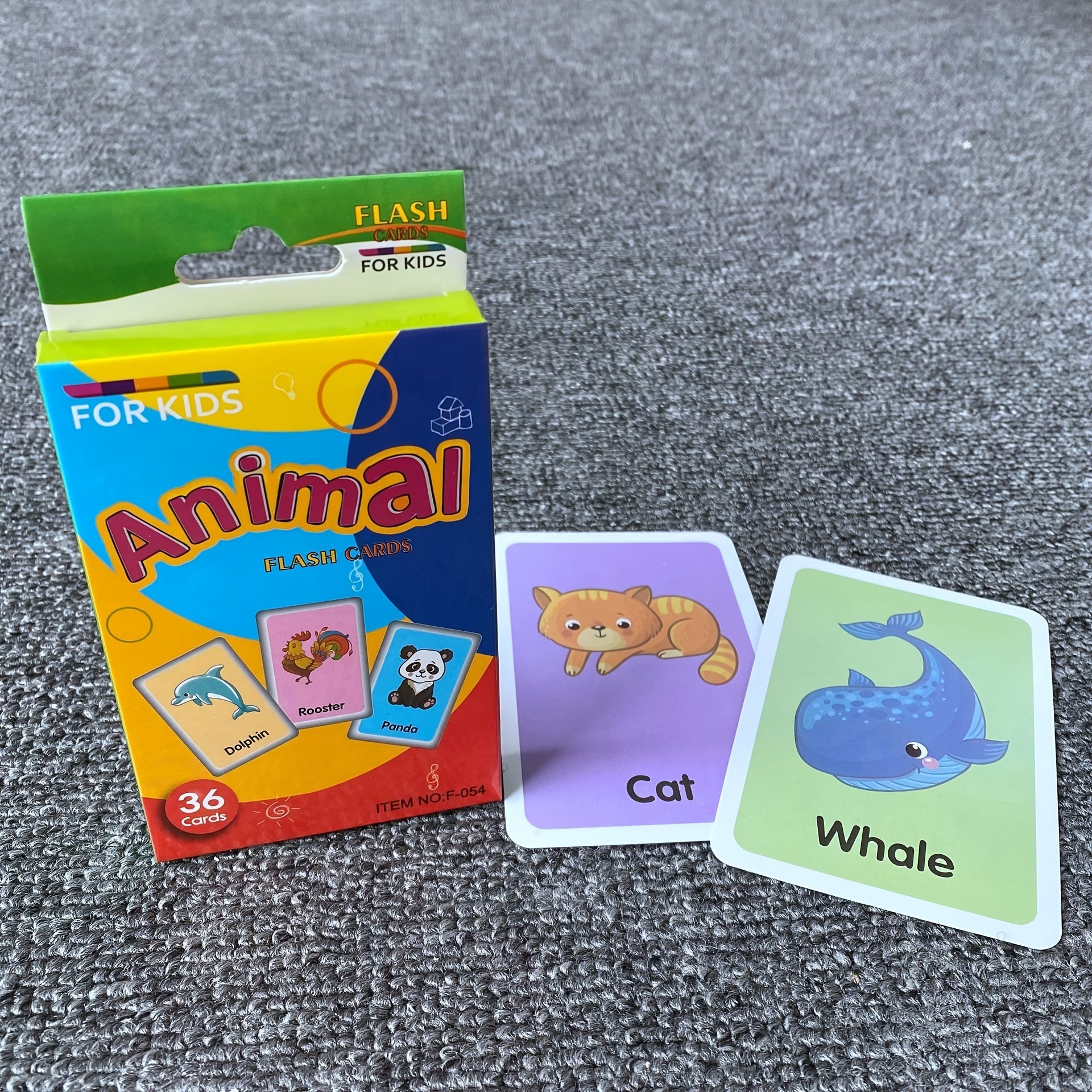 Flash Cards For Toddlers - 36 Cards Alphabet Animals Fruits Colors Body Parts