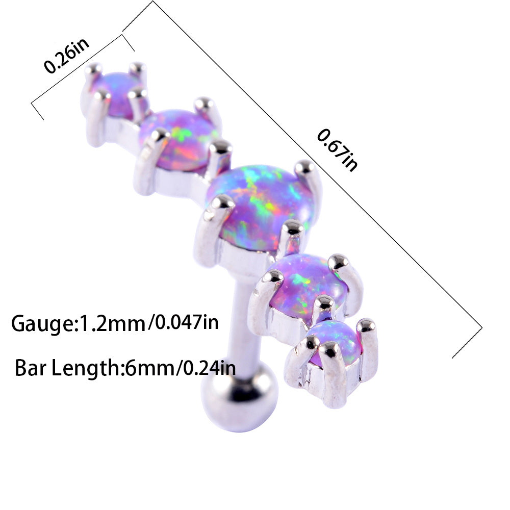 Opal Tragus Nose Ring Surgical Steel Cartilage Piercing