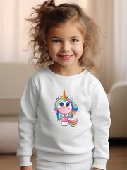 Girls Unicorn Pattern Crew Neck Sweatshirt For Spring Fall Christmas Gift