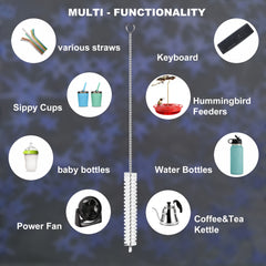 2pcs Stainless Steel Straw Cleaning Brushes for Glass Silicone Straws