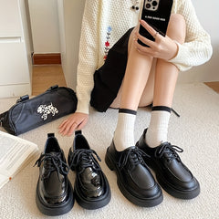 Women's Platform Loafers Lace Up Casual Shoes