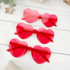 3pcs Heart Shaped Jelly Sunglasses Frameless Party Decoration Glasses